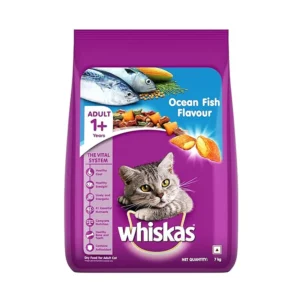 Whiskas Dry Food for Adult Cats (1+ Years), Ocean Fish Flavour, 7kg Pack